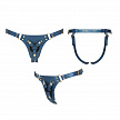 Пояс для страпона Strap-on-me HARNAIS SIMILI GENEROUS, One Size, синий