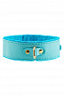 Ошейник Pecado BDSM, двуслойный с подкладкой из фетра и прошивкой, натуральная кожа, голубой