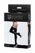 Чулки Glossy из материала Wetlook со вставкой из кружева, черный, S