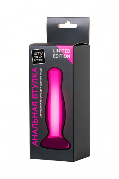 Анальная втулка Штучки-дрючки светящаяся в темноте, силикон, прозрачная, 10 см (арт. 690118)