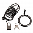Металлическая черная клетка с замком для сексуальных пыток члена Deluxe Chastity Cage