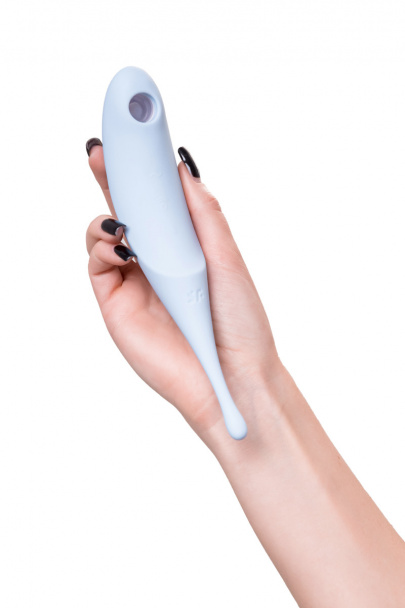 Вакуум-волновой бесконтактный стимулятор клитора Satisfyer Twirling Pro, силикон, голубой (J2018-306-1)