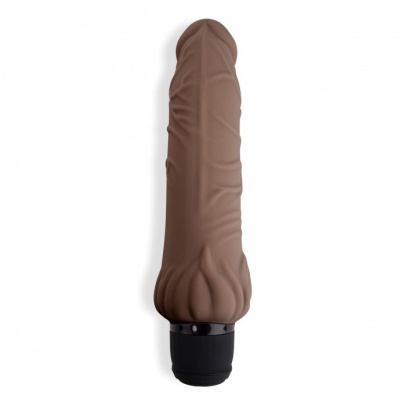 Реалистичный коричневый вибратор с клиторальным стимулятором 7" Realistic Vibrator