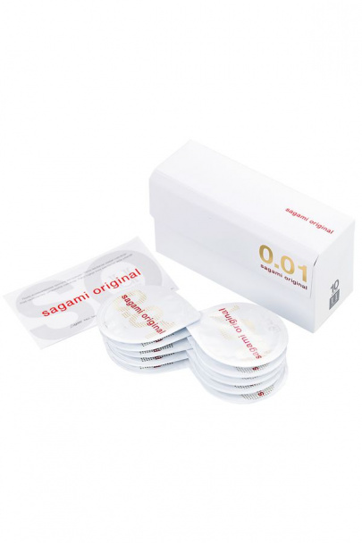 Презервативы Sagami, original 0.01, полиуретан, 17 см, 5,5 см, 10 шт (арт. 143254)
