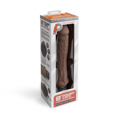 Классический массажер 8" Girthy Realistic Vibrator шоколад