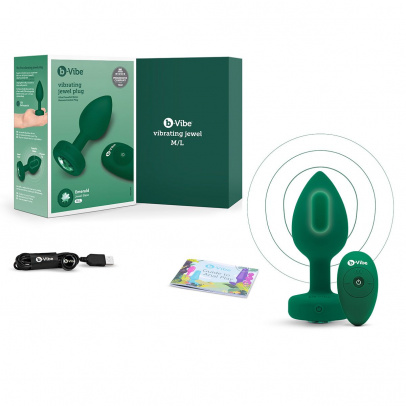 Вибрирующая втулка Vibrating Jewel Plug M/L зеленого цвета