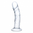 Реалистичный по форме фаллоимитатор из стекла 7" Curved Realistic Glass Dildo With Veins