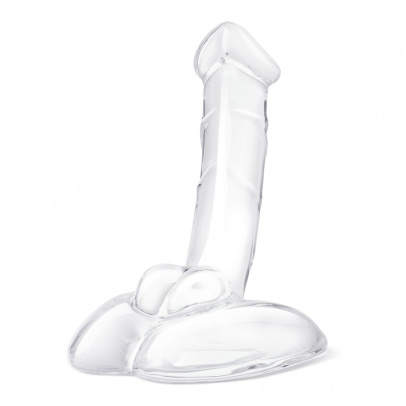 Фаллоимитатор с мошонкой на подставке 7,5 in Rideable Standing Glass Cock With Stability Base