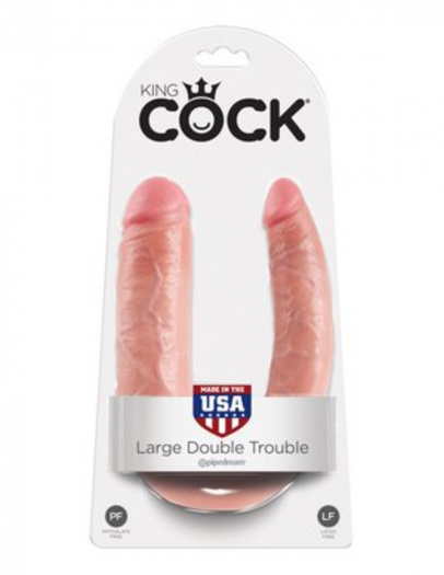 Фаллоимитатор на присоске U-Shaped Large Double Trouble телесный King Cock