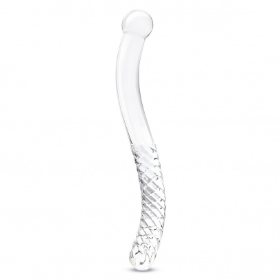 Изящный фаллоимитатор с рельефом 11 in Glass Pelvic Wand Double Ended