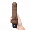 Реалистичный коричневый вибратор с клиторальным стимулятором 7" Realistic Vibrator