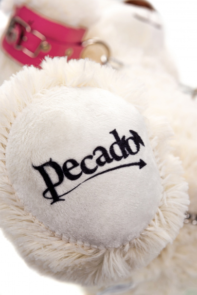 Бондажный набор "Медведь белый" Pecado BDSM (оковы, наручники), натуральная кожа, розовый
