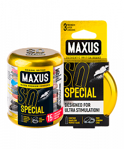 Презервативы Maxus Special точечно-ребристые, латекс, 18 см, Ø 5,3, кейс в подарок