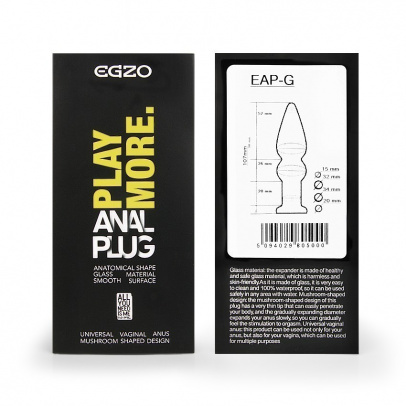 АНАЛЬНЫЙ ПЛАГ ИЗ СТЕКЛА EGZO , L 107 мм, D 34 мм, вес 134 г арт. EAP-G
