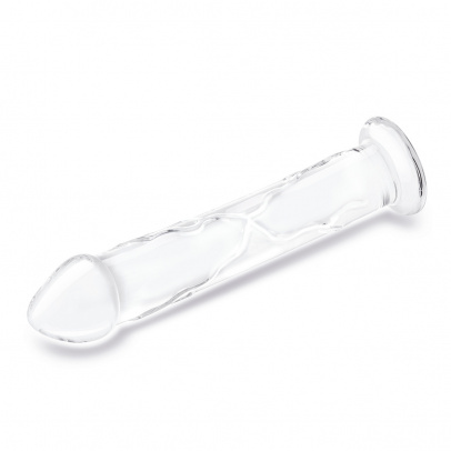 Рельефный большой стимулятор из стекла 12 in Glass Dildo With Veins & Flat Base