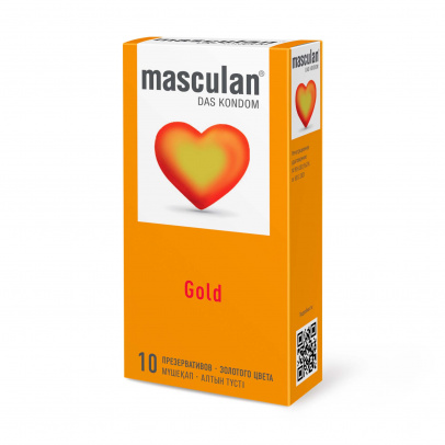 Презервативы Masculan Gold золотого цвета, с ароматом ванили 10 шт.