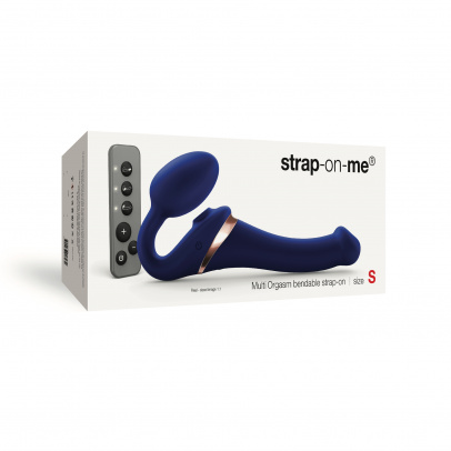 Гибкий страпон Strap-on-me MULTI ORGASM с имитацией оральных ласк и вибрацией, синий, S (арт. 6017388)
