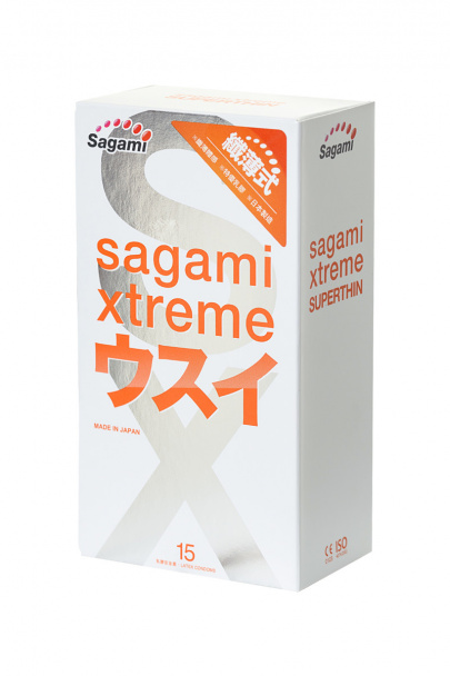 Презервативы Sagami, xtreme, 0.04, латекс, 19 см, 5,2 см, 15 шт. (арт. 143147)