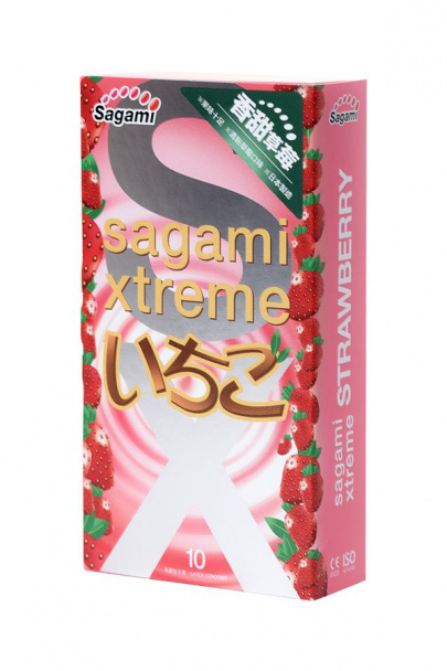 Презервативы Sagami Xtreme Strawberry с ароматом клубники 10 шт.