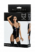 Боди Glossy KATHERIN из материала Wetlook на шнуровке, черное, L