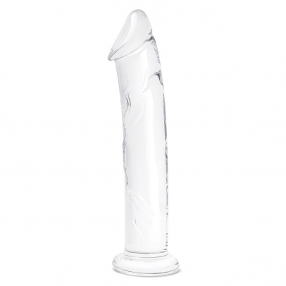 Рельефный большой стимулятор из стекла 12 in Glass Dildo With Veins & Flat Base