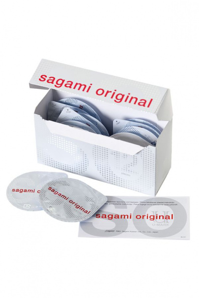 Презервативы Sagami, original 0.02, полиуретан, 19 см, 5,8 см, 12 шт (арт. 143144)