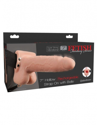 Перезаряжаемый универсальный полый вибрострапон 7 Hollow Rechargeable Strap-on with Balls