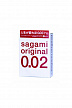 Презервативы Sagami, original 0.02, полиуретан, 19 см, 5,8 см, 3 шт (арт. 143242)
