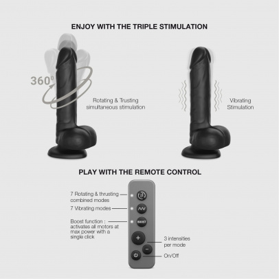 Фаллоимитатор Strap-on-me ROTATING & VIBRATING REALISTIC DILDO с вращением и вибрацией L, черный