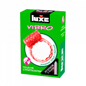 Виброкольцо Luxe Vibro + презерватив 1 шт, Ø 3,3 см (цвета в ассортименте)