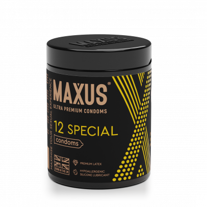Презервативы MAXUS Special №12 с железным кейсом, точечно-ребристые X-Edition, 12 шт
