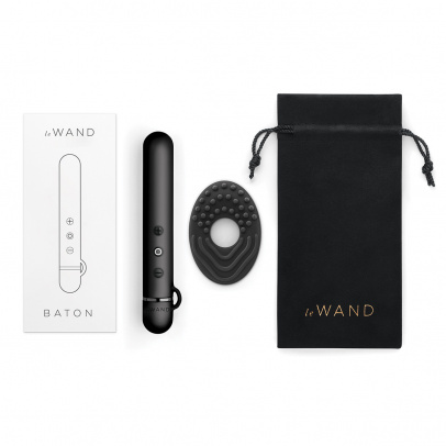 Силиконовый мини-вибратор класса люкс Le Wand Baton темный  хром
