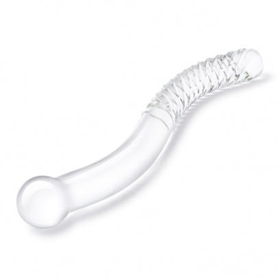 Изящный фаллоимитатор с рельефом 11 in Glass Pelvic Wand Double Ended