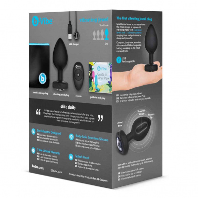 Вибрирующая втулка Vibrating Jewel Plug XXL черного цвета