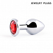 Silver plug medium (втулка анальная), l 82 мм, d 34 мм, вес 90г, цвет кристалла красный, арт. sm-16
