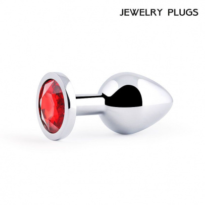 Silver plug medium (втулка анальная), l 82 мм, d 34 мм, вес 90г, цвет кристалла красный, арт. sm-16
