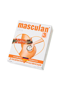 Презервативы Masculan, ultra 3, латекс, кольца, точечные, анестетик (Long Pleasure)