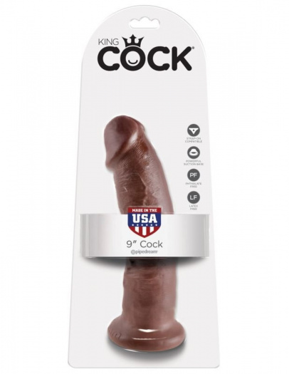 Фаллоимитатор на присоске коричневый King Cock 9