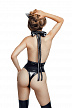 Боди Glossy Kitti с ушками на ободке из материала Wetlook, черное, XL
