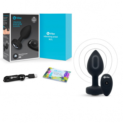 Вибрирующая втулка Vibrating Jewel Plug M/L черного цвета