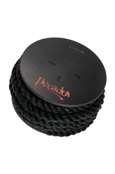 Веревка для шибари Пекадо БДСМ (Pecado BDSM), на катушке, хлопок, черная, 5 м, Ø 8 мм (арт. 06312)