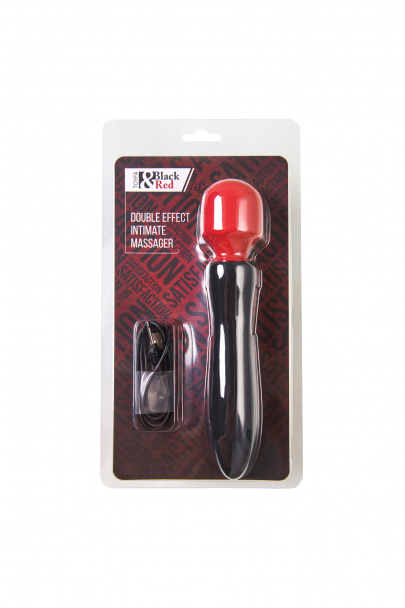 Двусторонний вибромассажер Black&Red by Toyfa, силикон, черный, 21 см