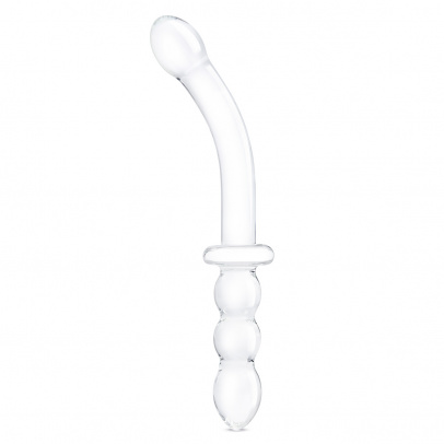 Фаллоимитатор двусторонний 12 in Girthy Ribbed G-Spot Glass Dildo With Handle Grip Double Ended