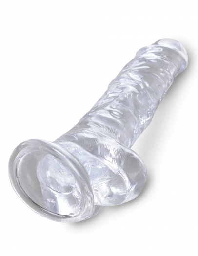 Прозрачный фаллоимитатор с мошонкой King Cock Clear 8
