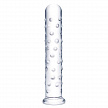 Прямой стеклянный фаллос с массажным рельефом 10" EXTRA LARGE GLASS DILDO