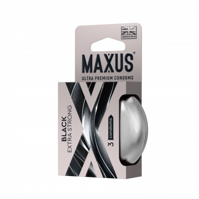 Презервативы MAXUS Extra Strong №3 в железном кейсе, черные, утолщенные, 3 шт