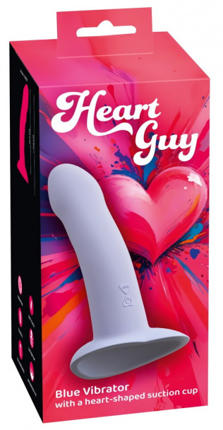 Вибростимулятор на присоске Heart Guy, голубой