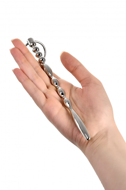 Уретральный плаг TOYFA Metal фигурный с кольцом в основании, серебряный, 17,5 см, Ø 1 см  (арт. 717318)