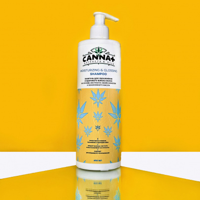 Разглаживающий шампунь для блеска CANNA+ Moisturizing & Glossing Shampoo 400 мл