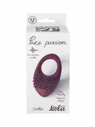 Перезаряжаемое эрекционное виброкольцо Pure Passion Stellar Wine Red, Ø3 см (арт. 1501-02lola)